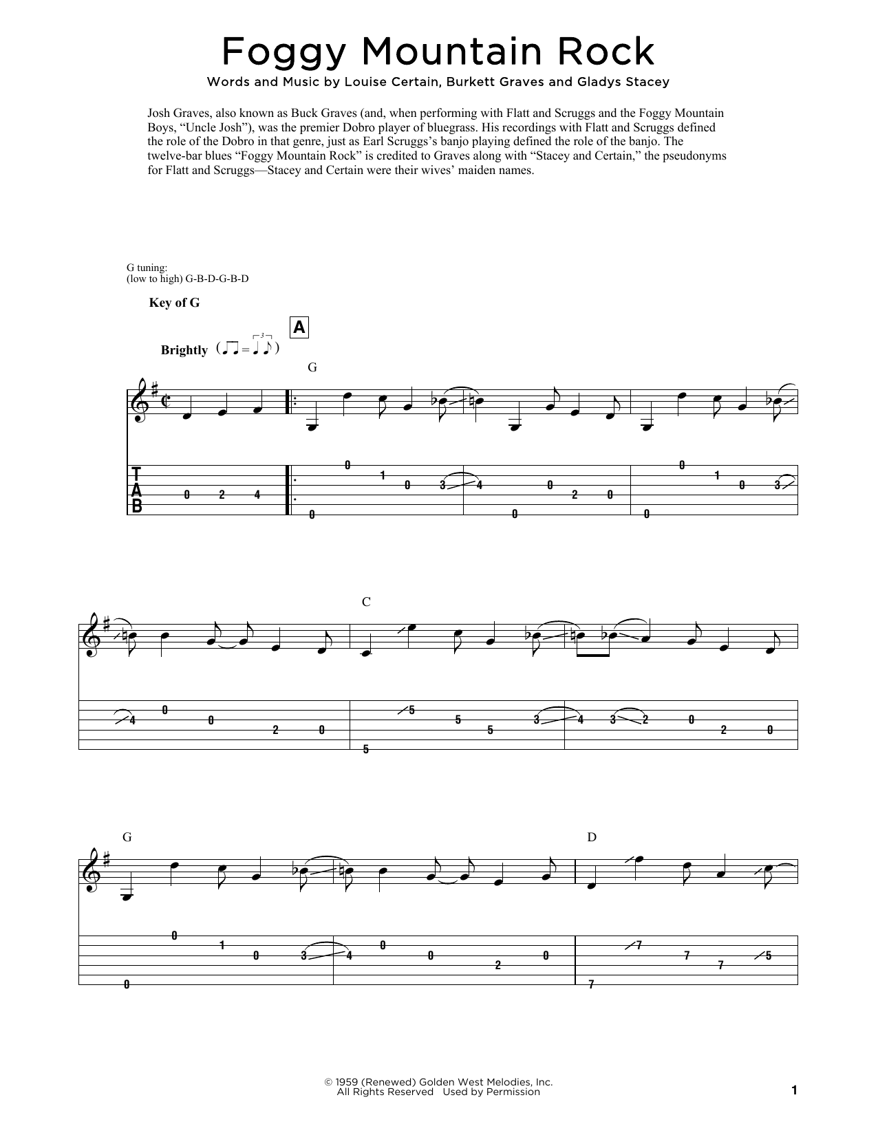 Earl Scruggs Foggy Mountain Rock (arr. Fred Sokolow) sheet music notes and chords arranged for Dobro