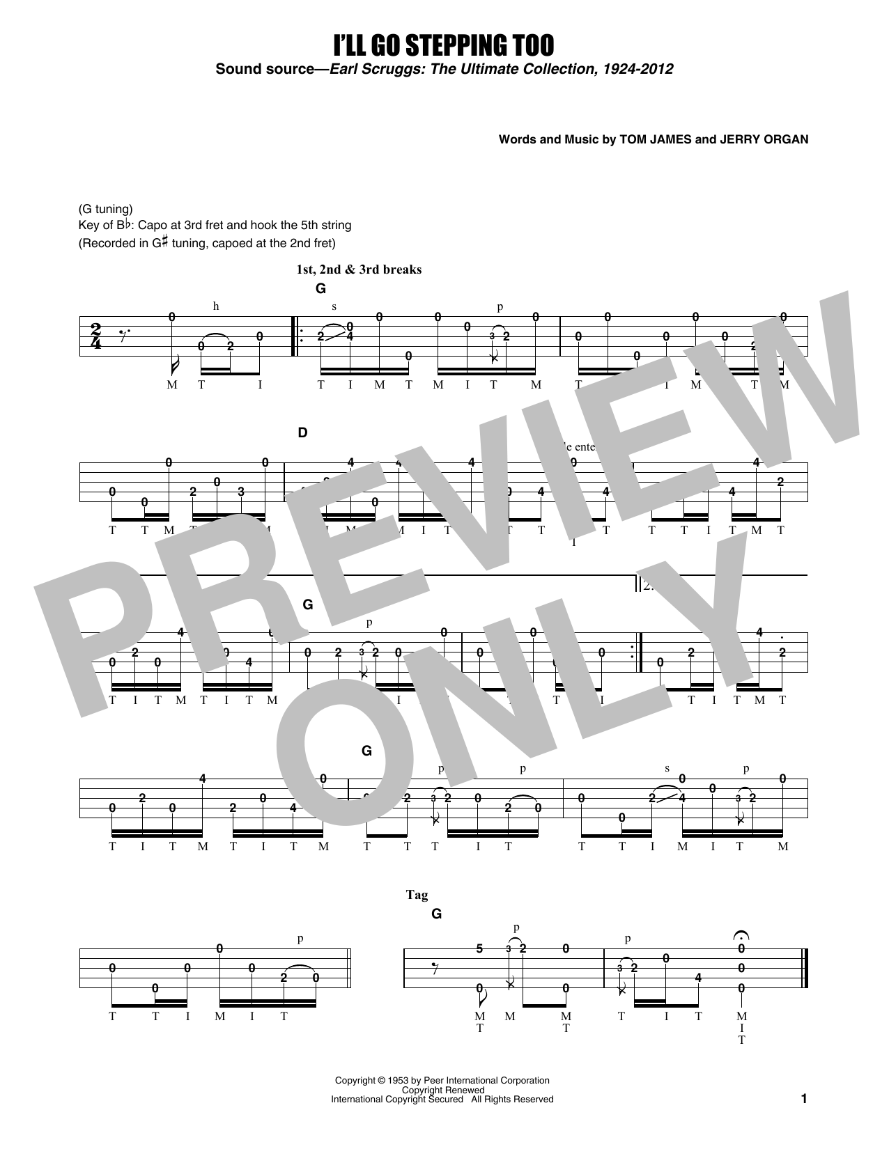 Earl Scruggs I'll Go Stepping Too sheet music notes and chords arranged for Banjo Tab