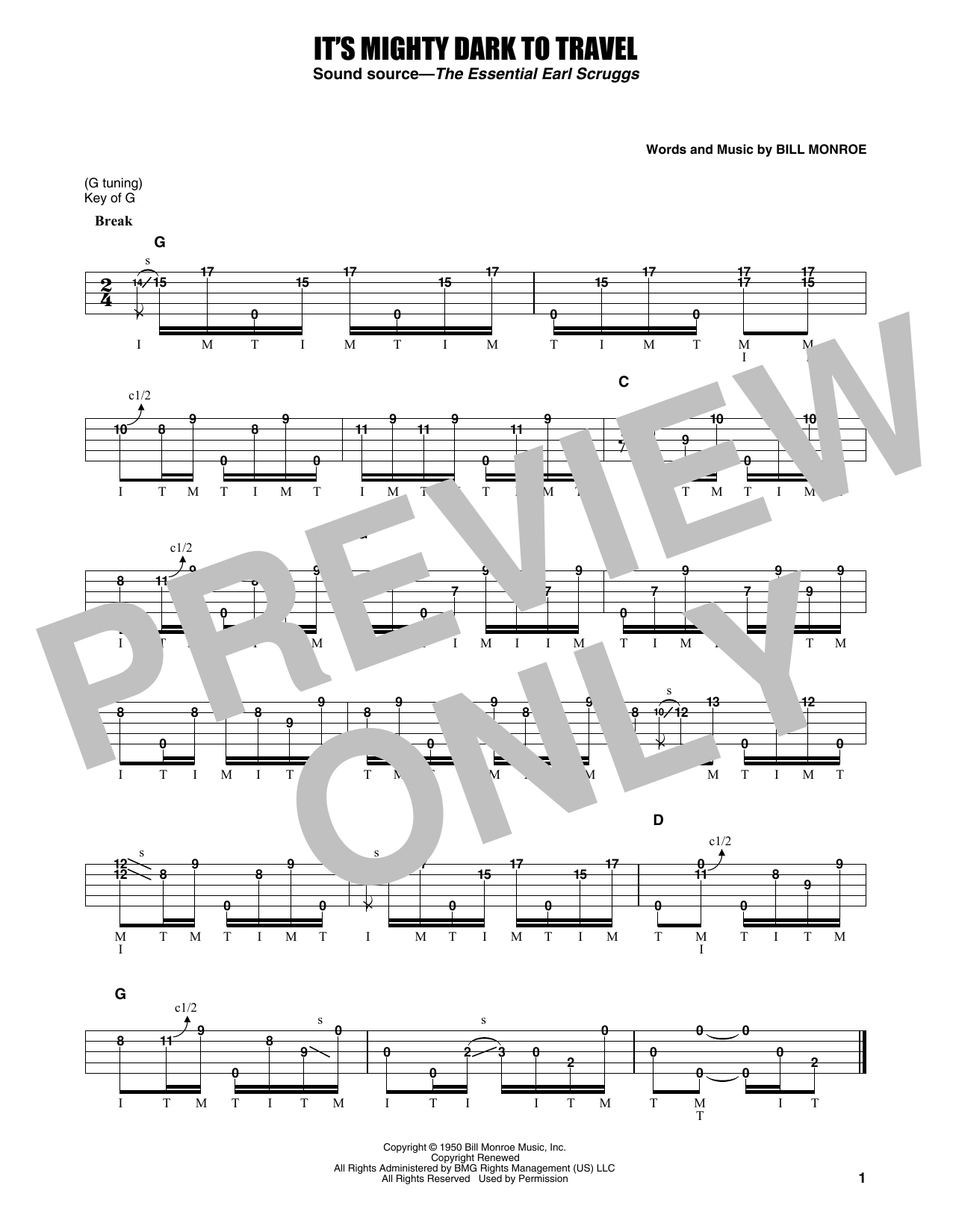 Earl Scruggs It's Mighty Dark To Travel sheet music notes and chords arranged for Banjo Tab