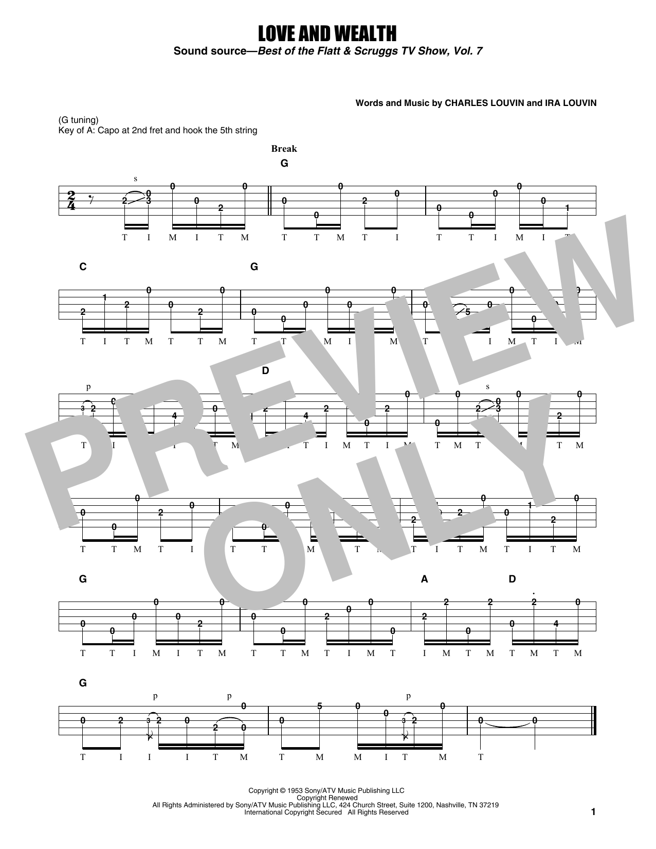 Earl Scruggs Love And Wealth sheet music notes and chords arranged for Banjo Tab