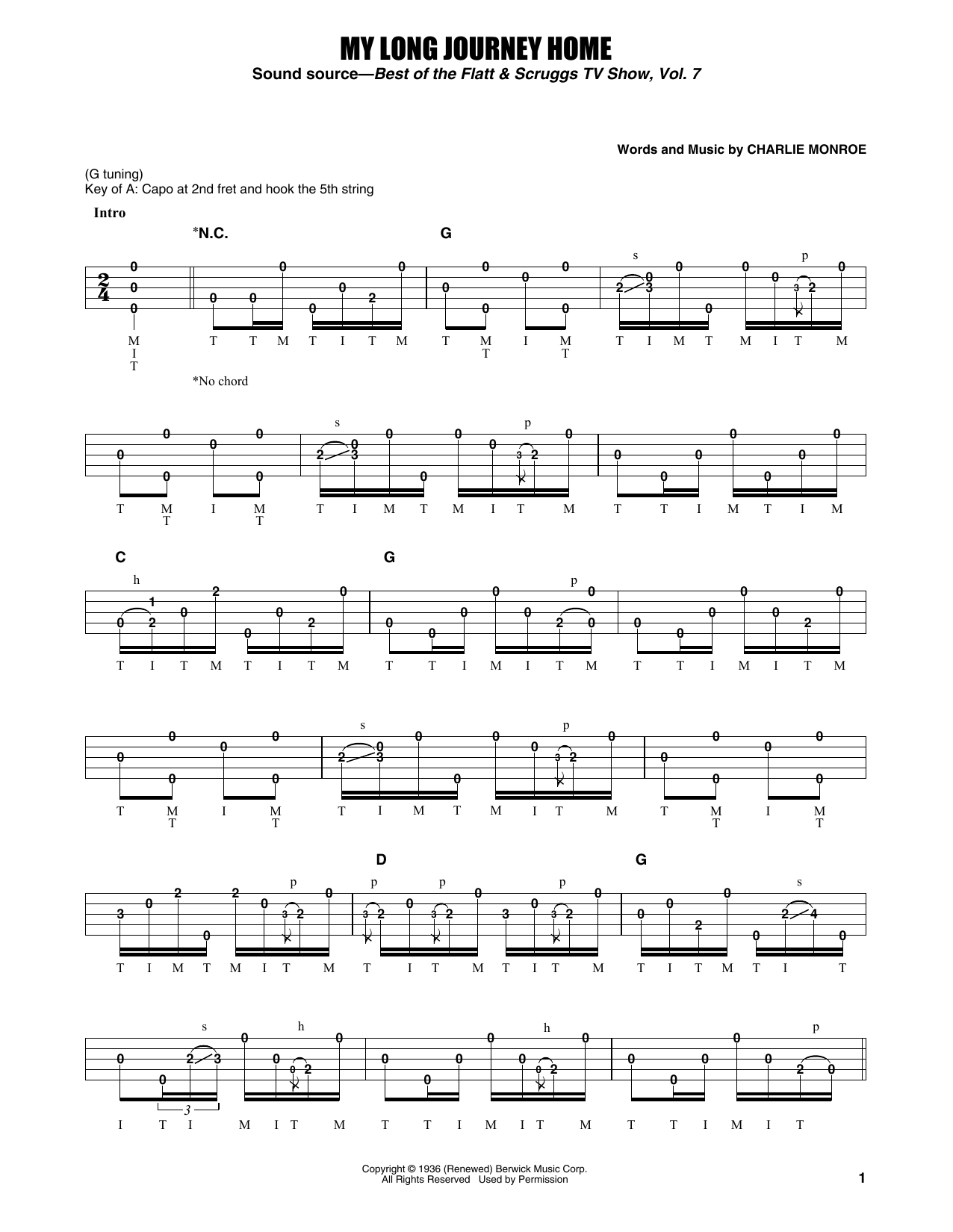 Earl Scruggs My Long Journey Home sheet music notes and chords arranged for Banjo Tab
