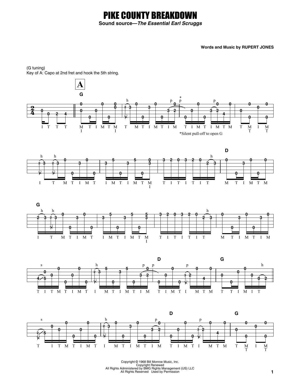 Earl Scruggs Pike County Breakdown sheet music notes and chords arranged for Banjo Tab
