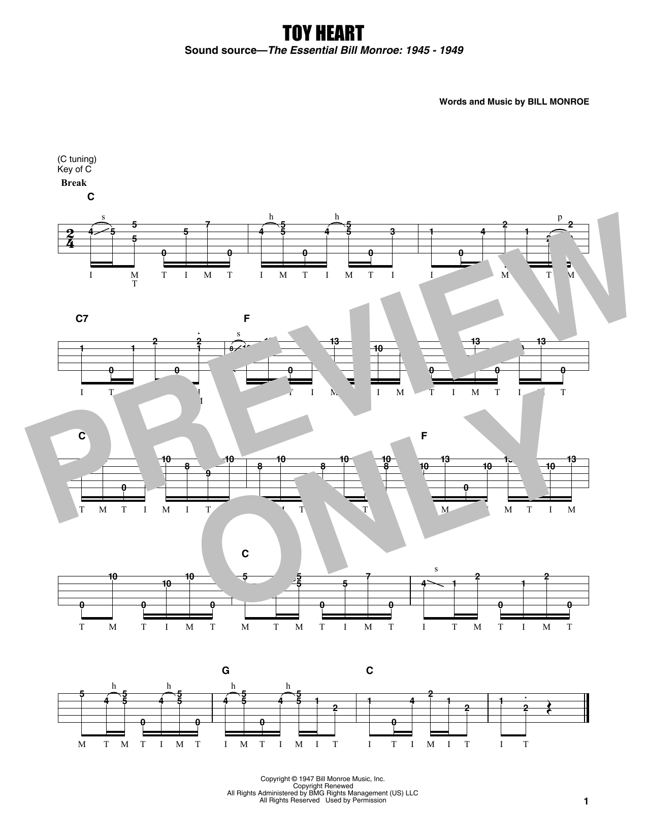 Earl Scruggs Toy Heart sheet music notes and chords arranged for Banjo Tab