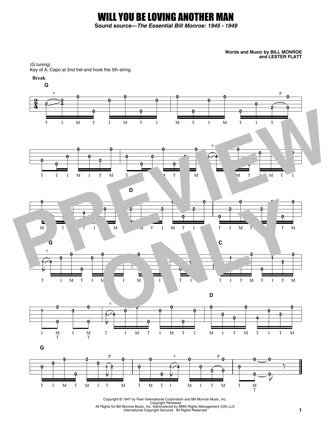 Earl Scruggs Will You Be Loving Another Man sheet music notes and chords arranged for Banjo Tab