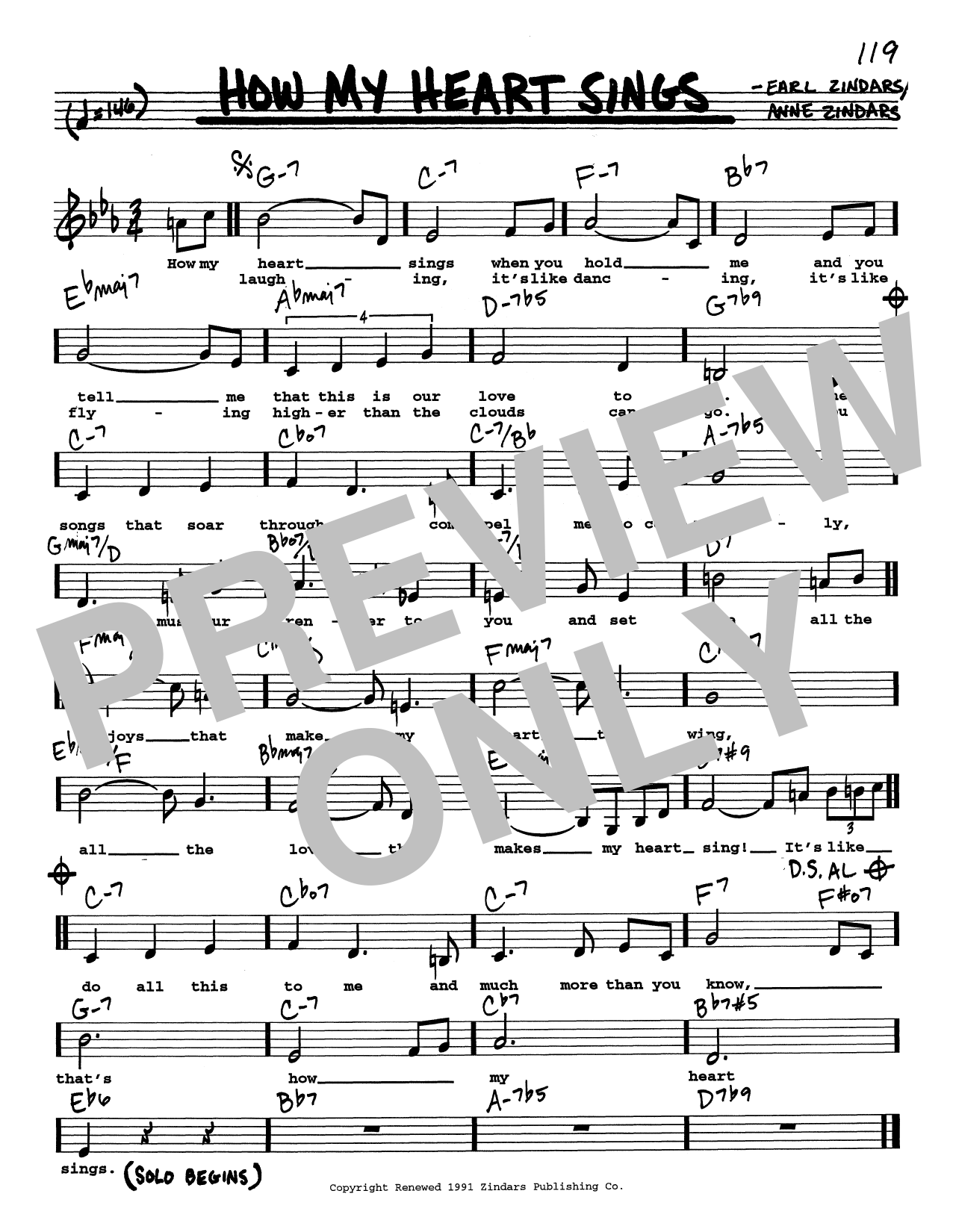 Earl Zindars How My Heart Sings (Low Voice) sheet music notes and chords arranged for Real Book – Melody, Lyrics & Chords