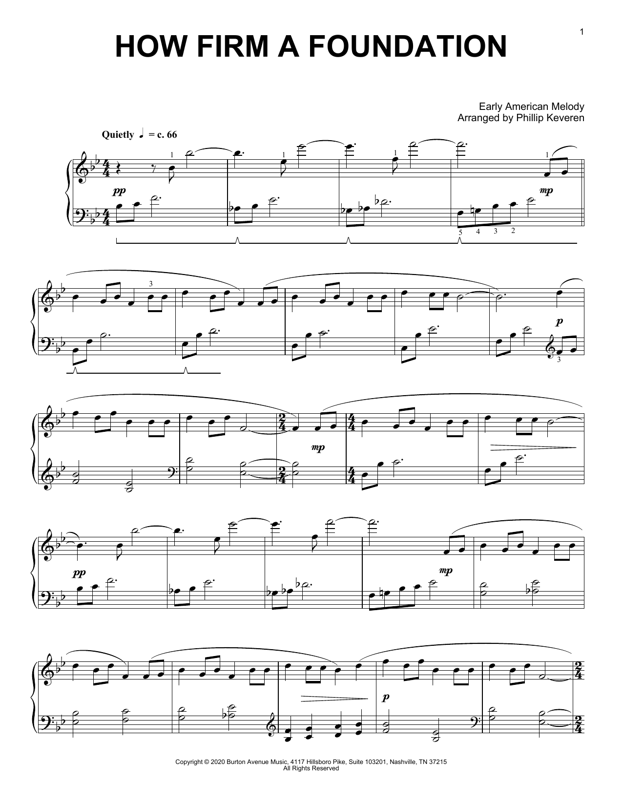 Early American Melody How Firm A Foundation (arr. Phillip Keveren) sheet music notes and chords arranged for Piano Solo