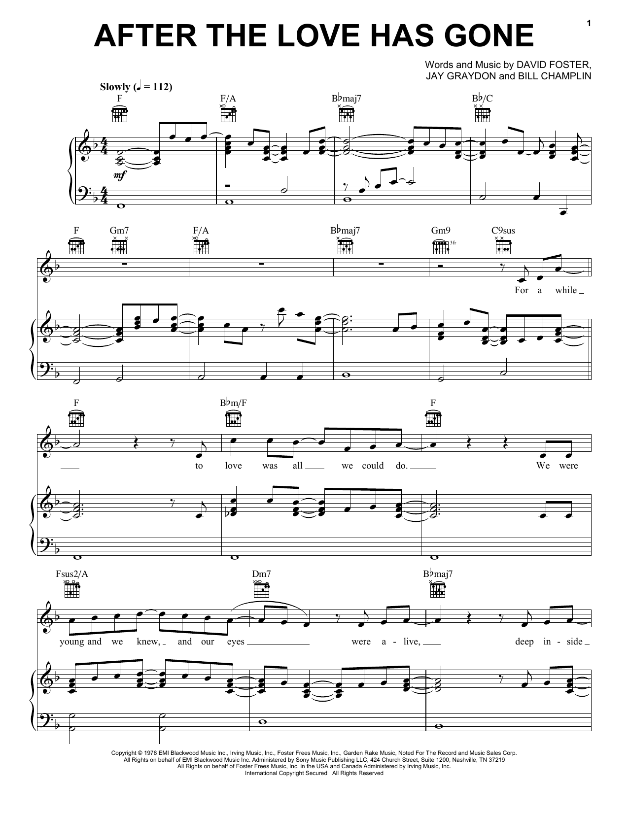 Earth, Wind & Fire After The Love Has Gone sheet music notes and chords arranged for Piano Solo