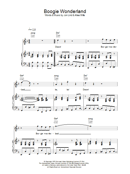 Earth, Wind & Fire Boogie Wonderland sheet music notes and chords arranged for 5-Finger Piano