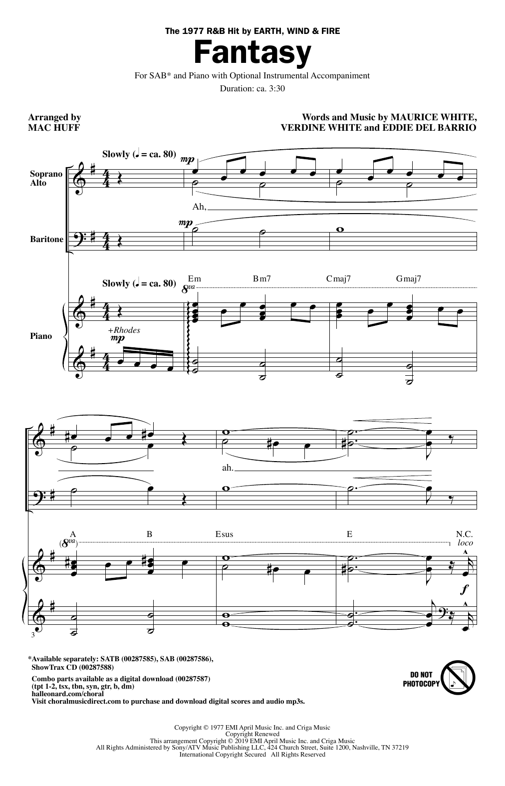 Earth, Wind & Fire Fantasy (arr. Mac Huff) sheet music notes and chords arranged for SAB Choir