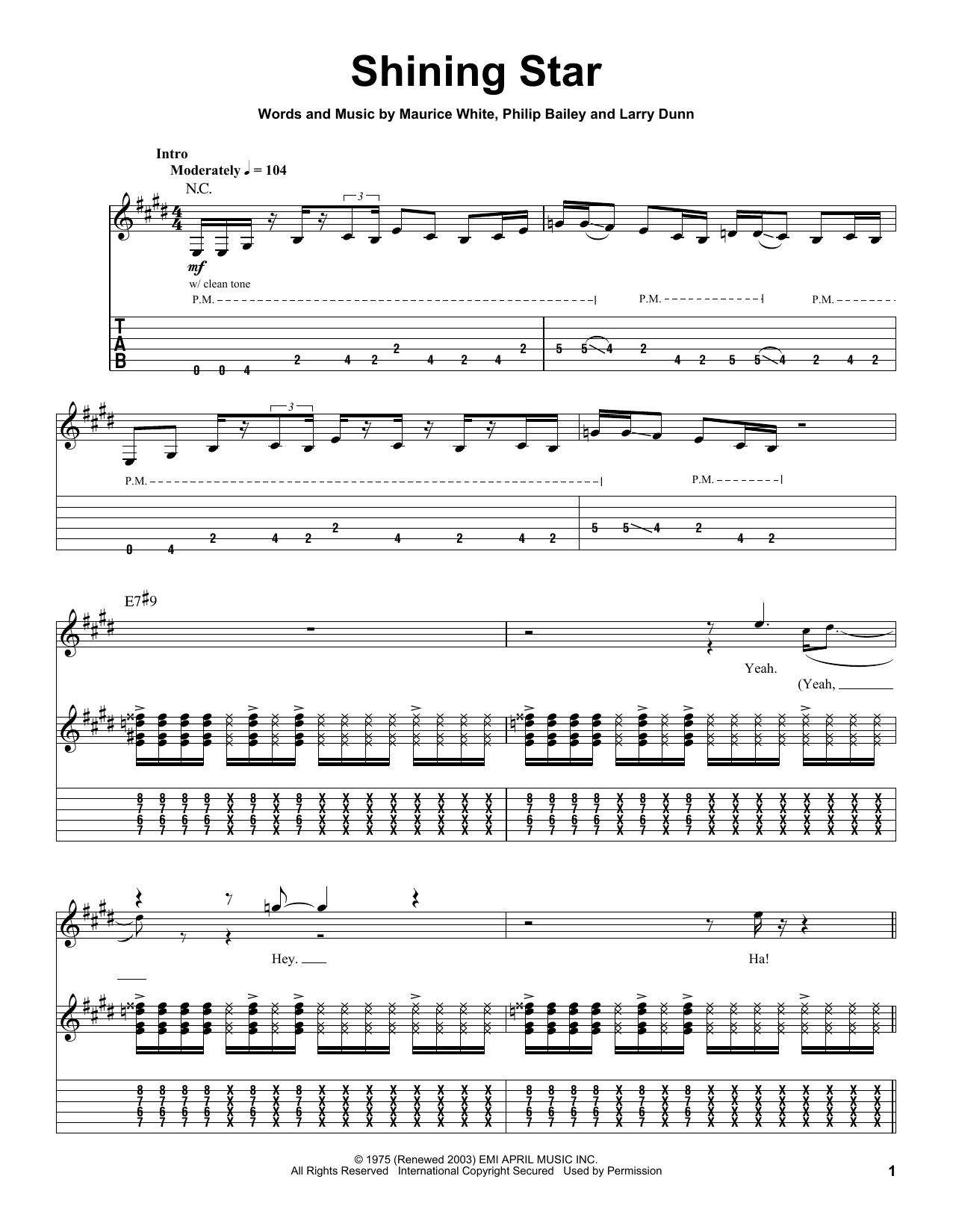 Earth, Wind & Fire Shining Star sheet music notes and chords arranged for Real Book – Melody & Chords