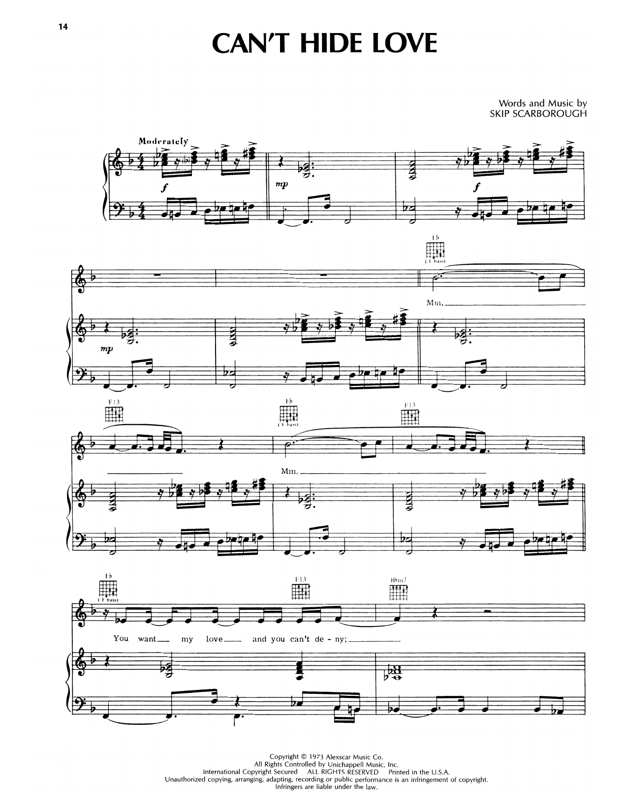 Earth, Wind & Fire Can't Hide Love sheet music notes and chords arranged for Piano, Vocal & Guitar Chords (Right-Hand Melody)
