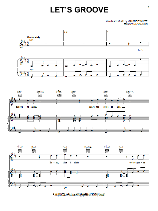 Earth, Wind & Fire Let's Groove sheet music notes and chords arranged for Lead Sheet / Fake Book
