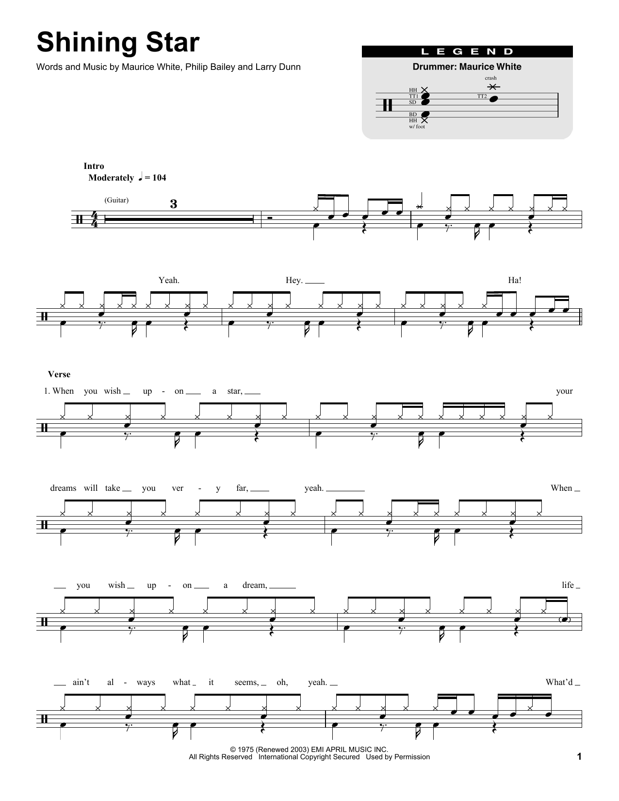 Earth, Wind & Fire Shining Star sheet music notes and chords arranged for Real Book – Melody & Chords