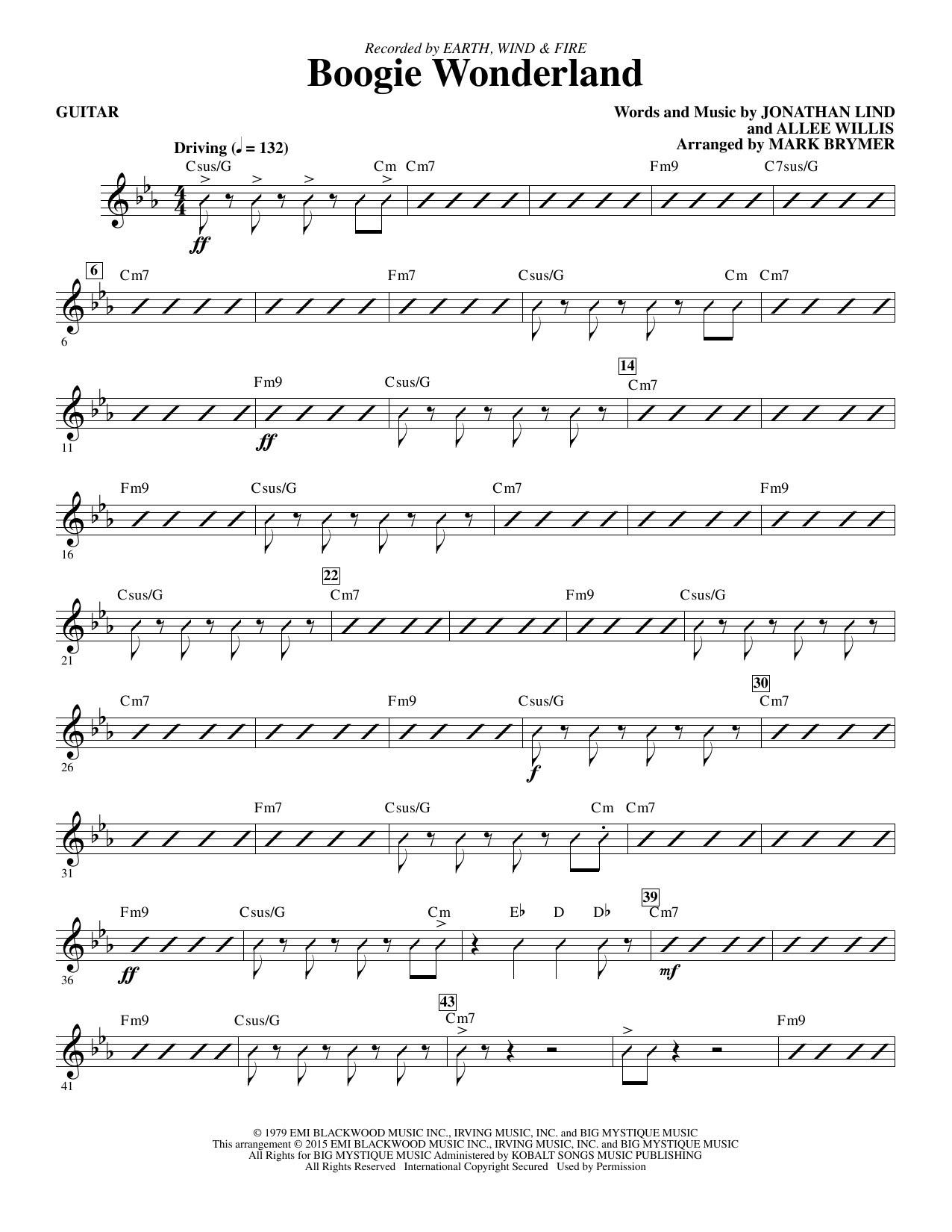 Earth, Wind & Fire Boogie Wonderland - Guitar sheet music notes and chords. Download Printable PDF.