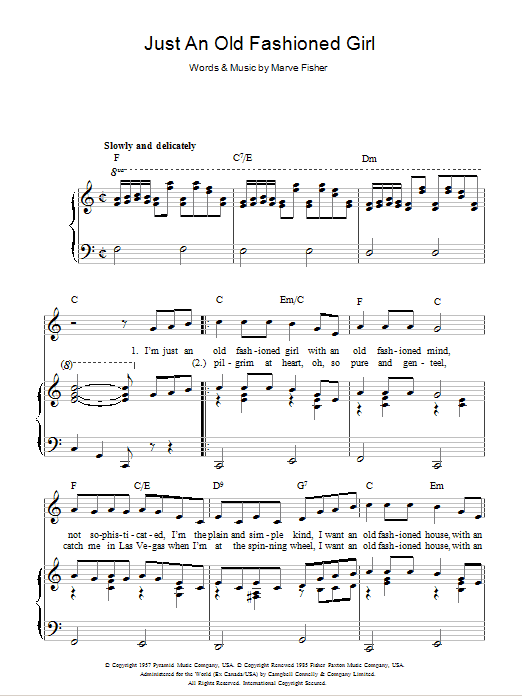 Eartha Kitt Just An Old Fashioned Girl sheet music notes and chords arranged for Piano, Vocal & Guitar Chords