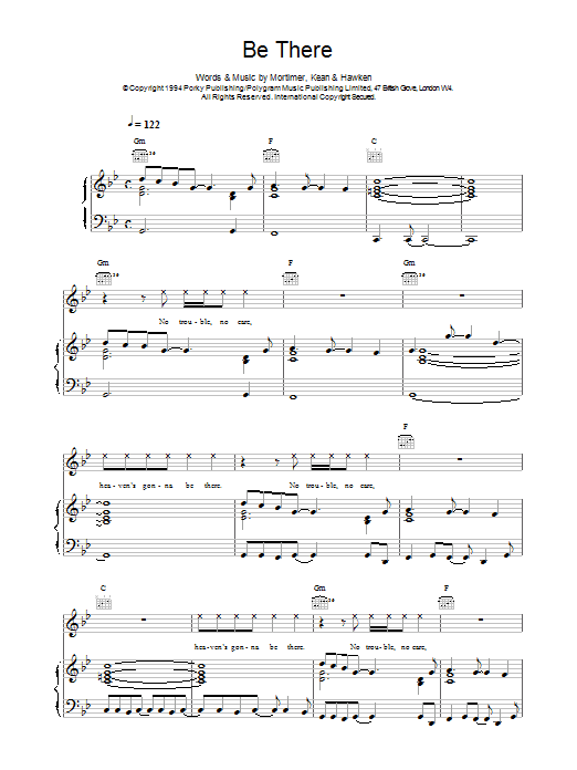 East 17 Be There sheet music notes and chords arranged for Piano, Vocal & Guitar Chords
