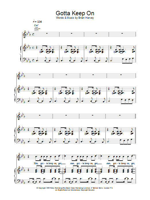 East 17 Gotta Keep On sheet music notes and chords arranged for Piano, Vocal & Guitar Chords