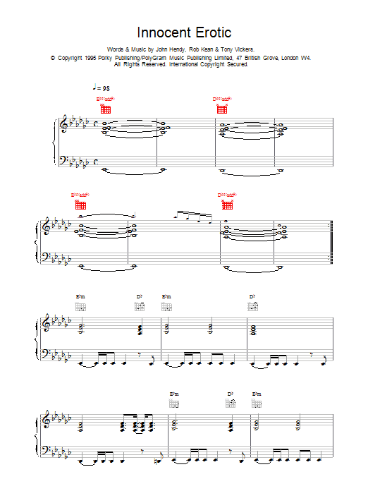 East 17 Innocent Erotic sheet music notes and chords arranged for Piano, Vocal & Guitar Chords