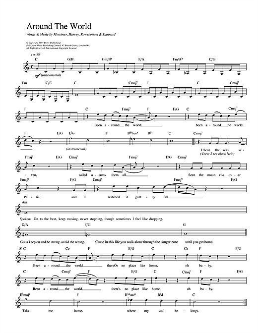 East 17 Around The World sheet music notes and chords. Download Printable PDF.