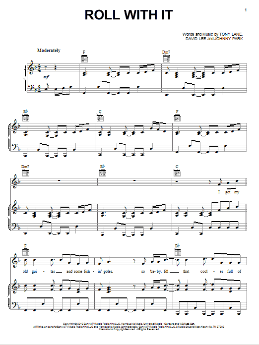 Easton Corbin Roll With It sheet music notes and chords arranged for Piano, Vocal & Guitar Chords (Right-Hand Melody)