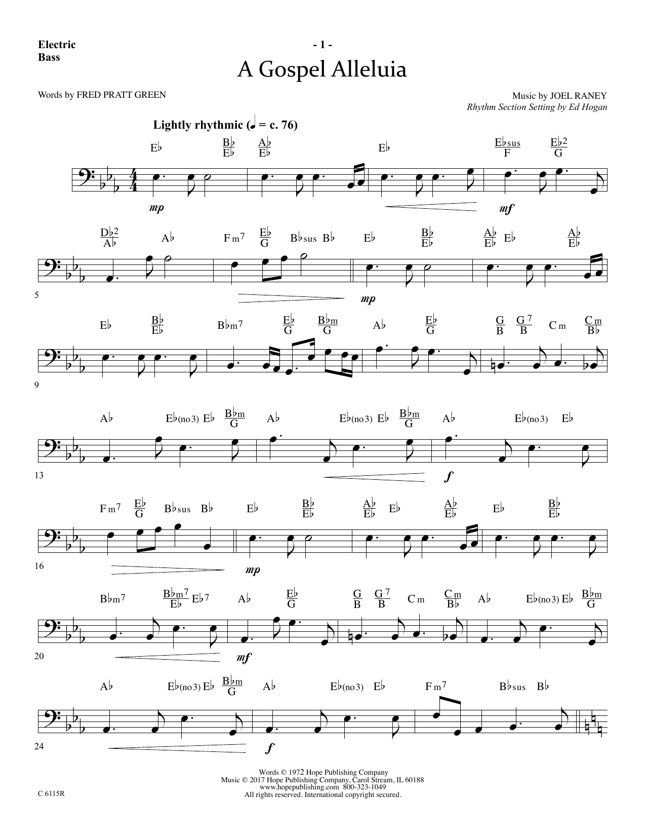 Ed Hogan A Gospel Alleluia - Electric Bass sheet music notes and chords arranged for Choir Instrumental Pak