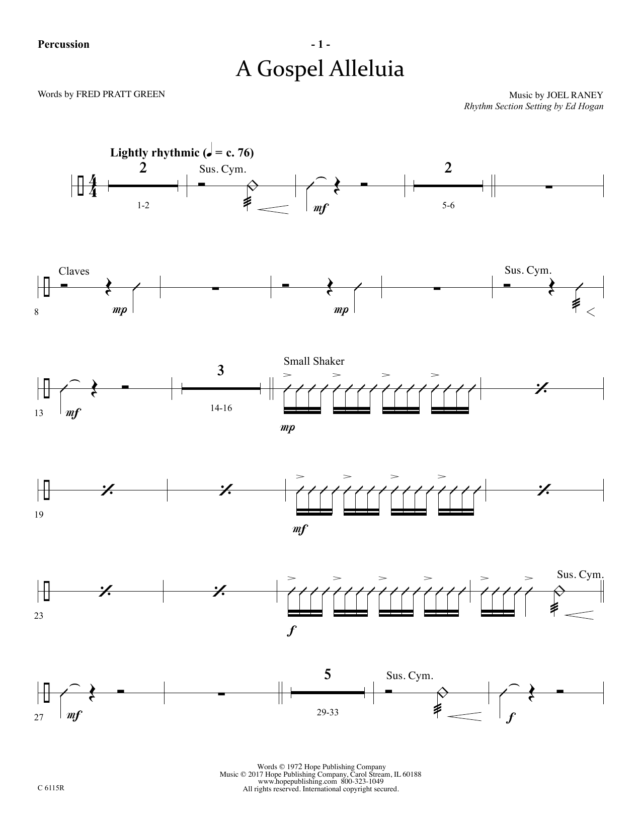 Ed Hogan A Gospel Alleluia - Percussion sheet music notes and chords arranged for Choir Instrumental Pak