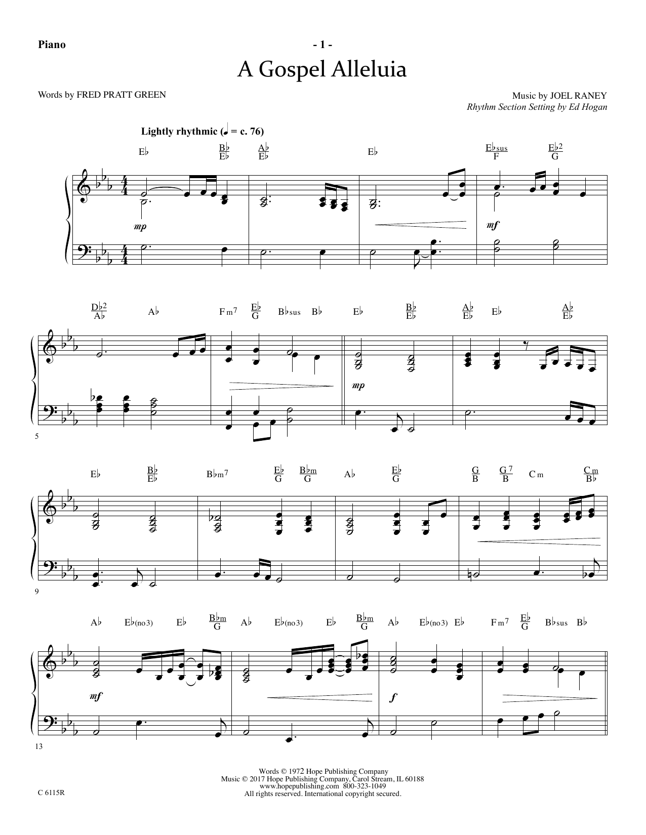 Ed Hogan A Gospel Alleluia - Piano sheet music notes and chords arranged for Choir Instrumental Pak