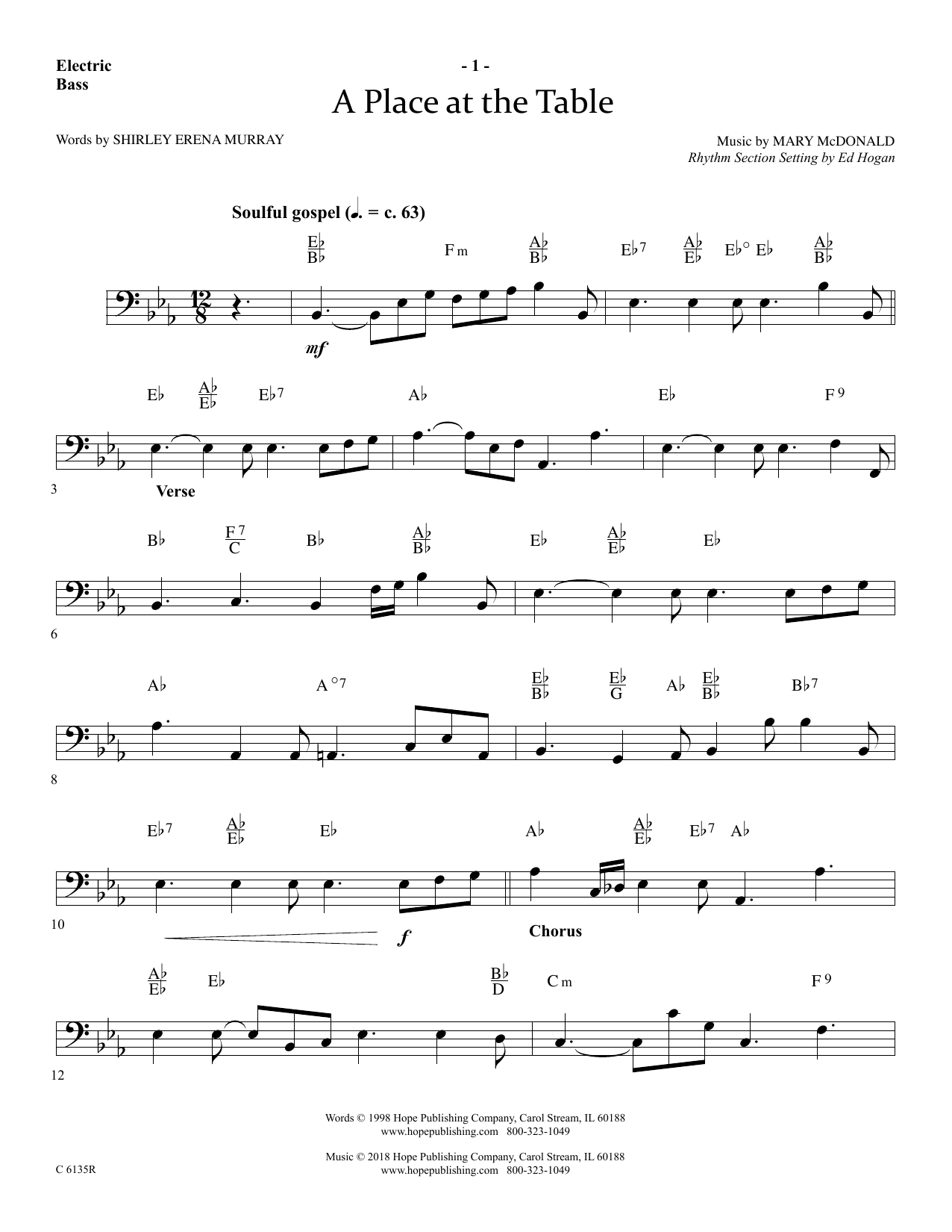 Ed Hogan A Place At The Table - Bass sheet music notes and chords arranged for Choir Instrumental Pak