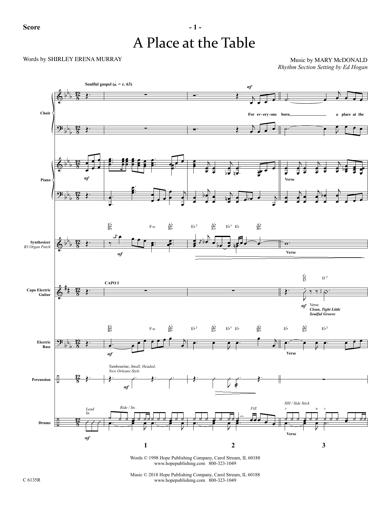 Ed Hogan A Place At The Table - Full Score sheet music notes and chords arranged for Choir Instrumental Pak