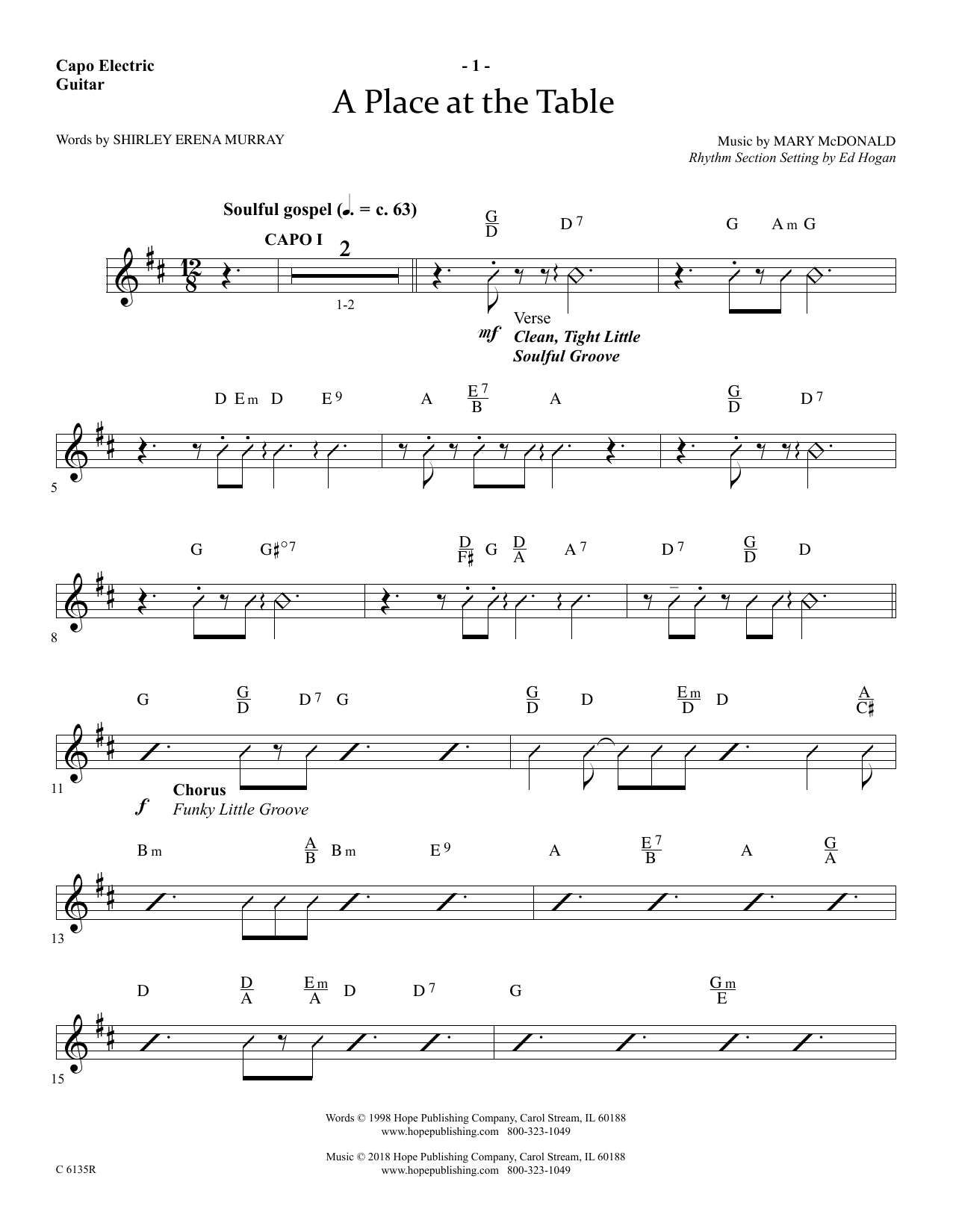 Ed Hogan A Place At The Table - Guitar sheet music notes and chords arranged for Choir Instrumental Pak