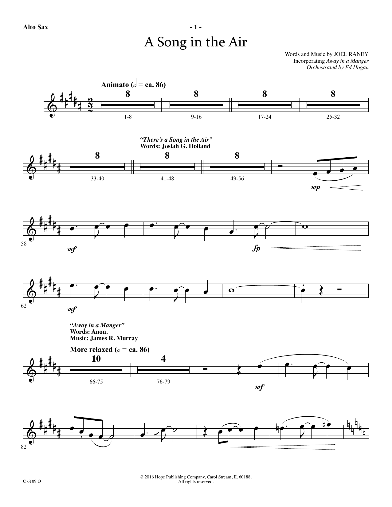 Ed Hogan A Song In The Air - Alto Sax sheet music notes and chords arranged for Choir Instrumental Pak