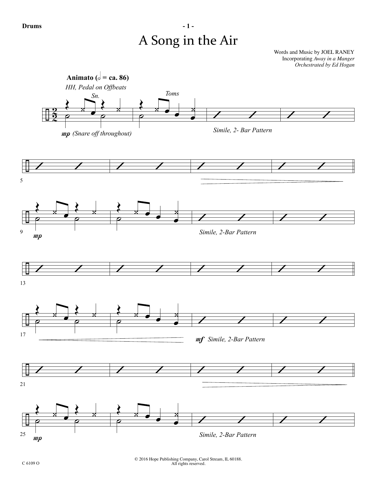 Ed Hogan A Song In The Air - Drums sheet music notes and chords arranged for Choir Instrumental Pak