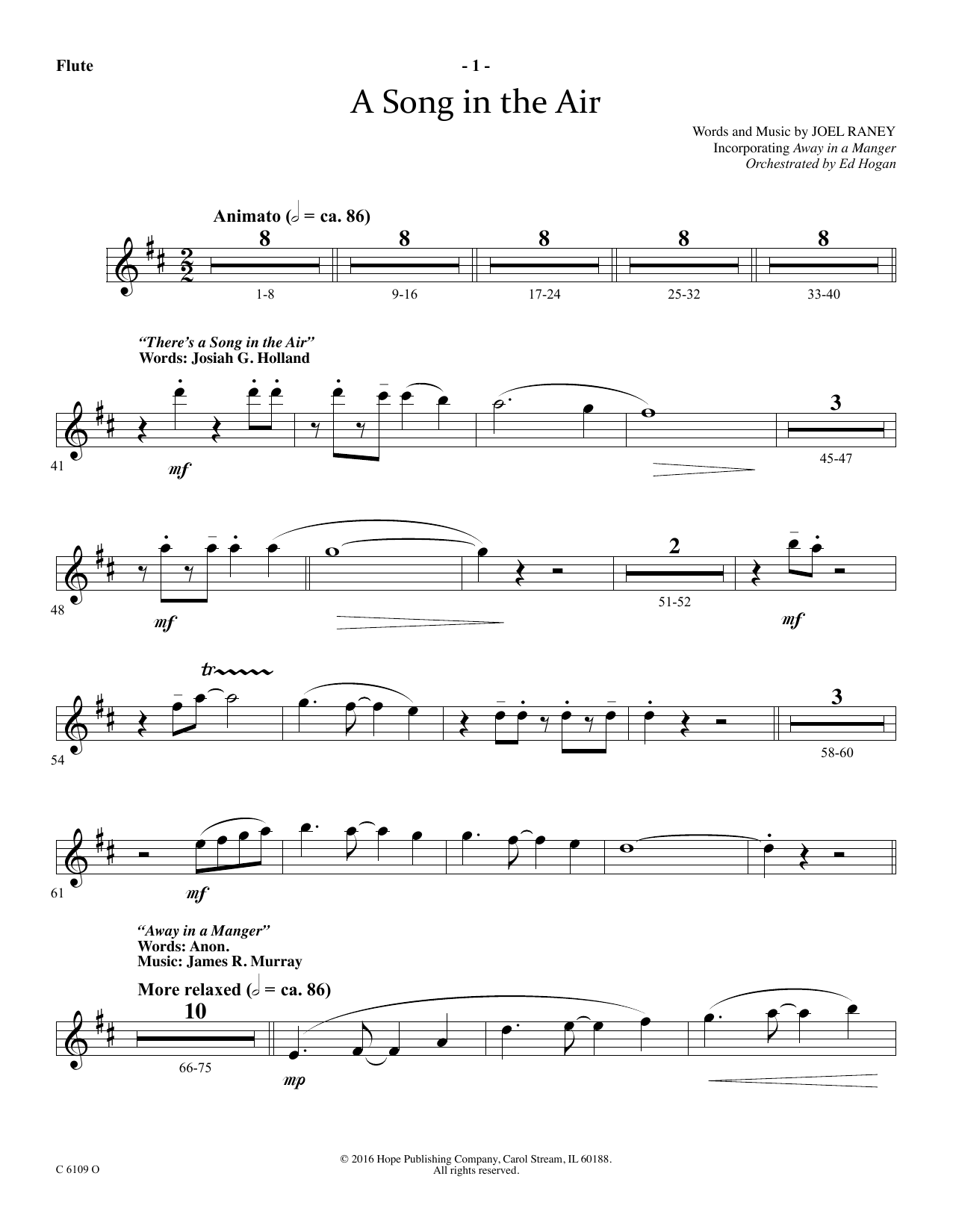 Ed Hogan A Song In The Air - Flute sheet music notes and chords arranged for Choir Instrumental Pak