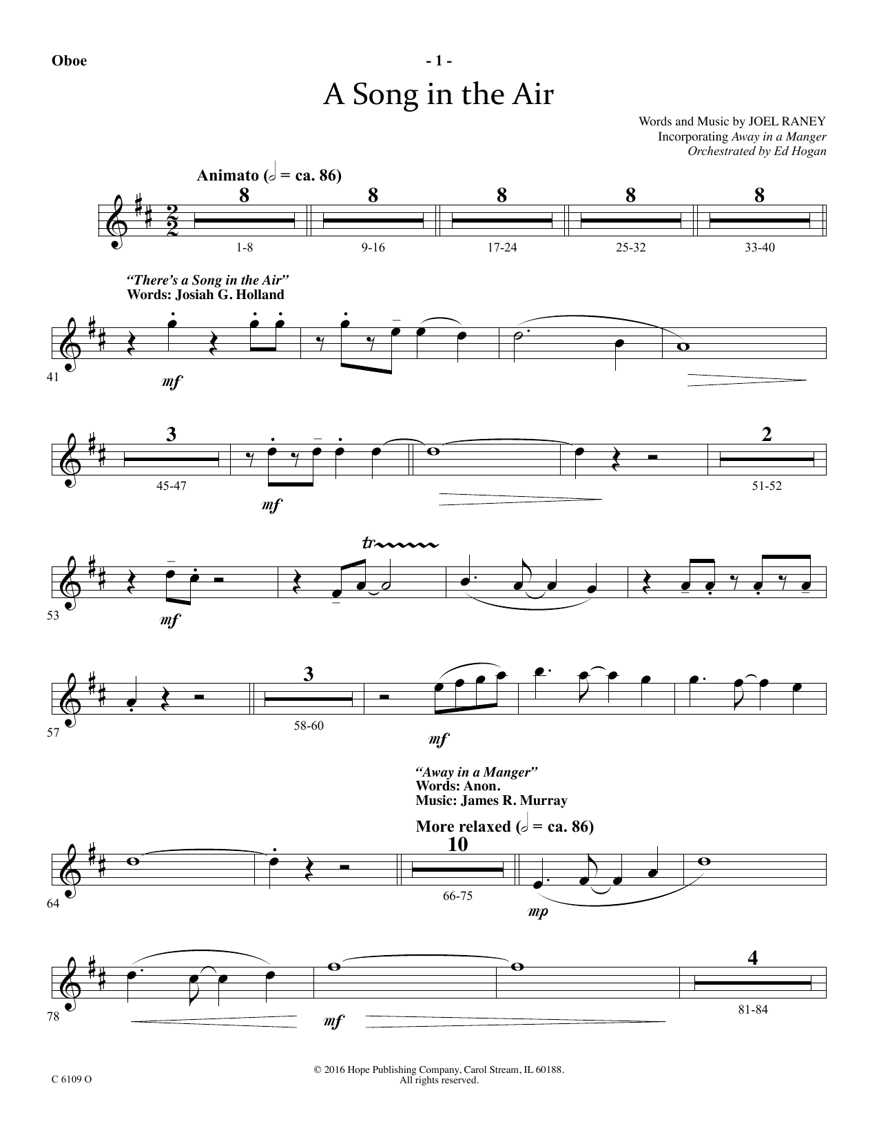 Ed Hogan A Song In The Air - Oboe sheet music notes and chords arranged for Choir Instrumental Pak