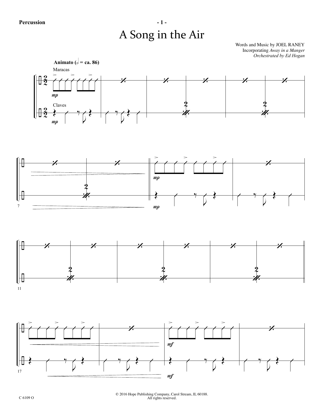 Ed Hogan A Song In The Air - Percussion sheet music notes and chords arranged for Choir Instrumental Pak