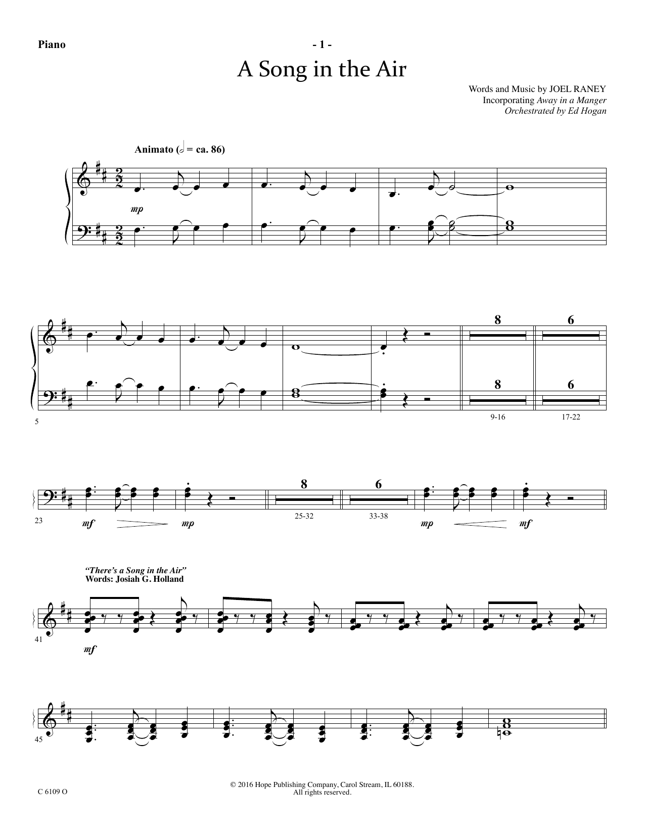Ed Hogan A Song In The Air - Piano sheet music notes and chords arranged for Choir Instrumental Pak