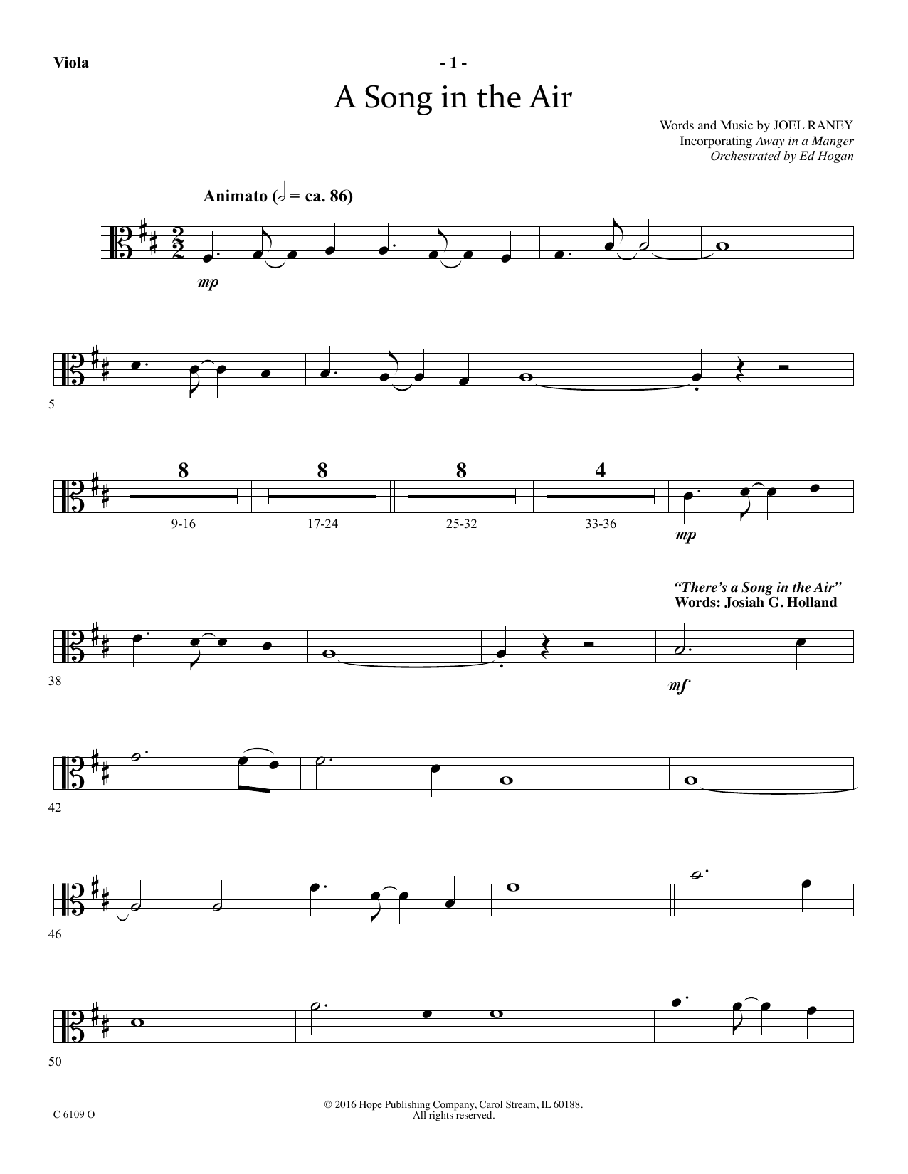 Ed Hogan A Song In The Air - Viola sheet music notes and chords arranged for Choir Instrumental Pak