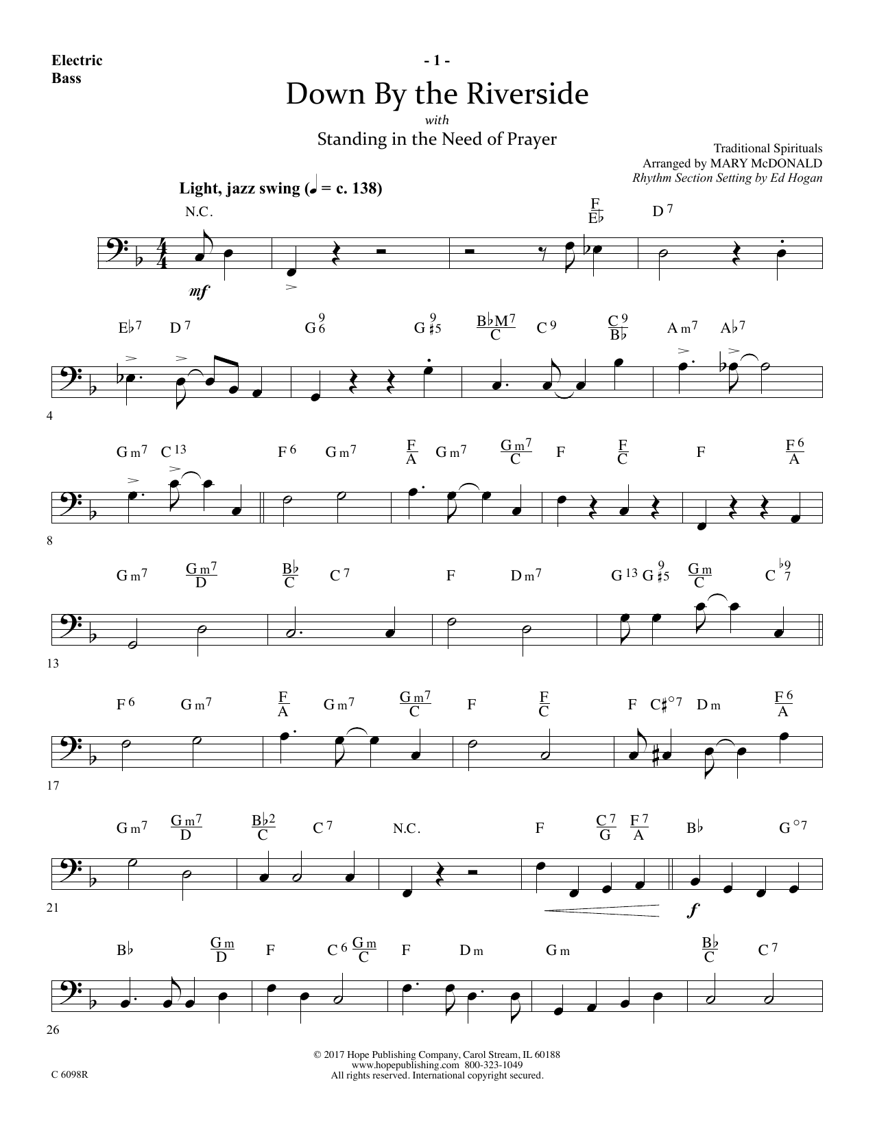 Ed Hogan Down by the Riverside - Bass sheet music notes and chords arranged for Choir Instrumental Pak