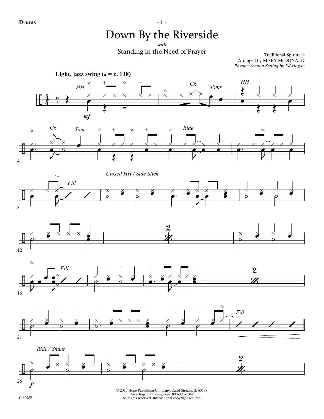 Ed Hogan Down by the Riverside - Drums sheet music notes and chords arranged for Choir Instrumental Pak