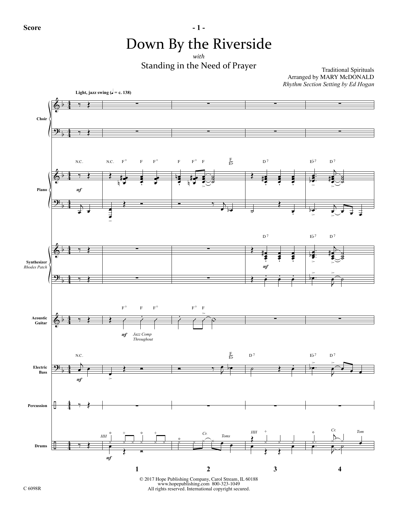 Ed Hogan Down by the Riverside - Full Score sheet music notes and chords arranged for Choir Instrumental Pak