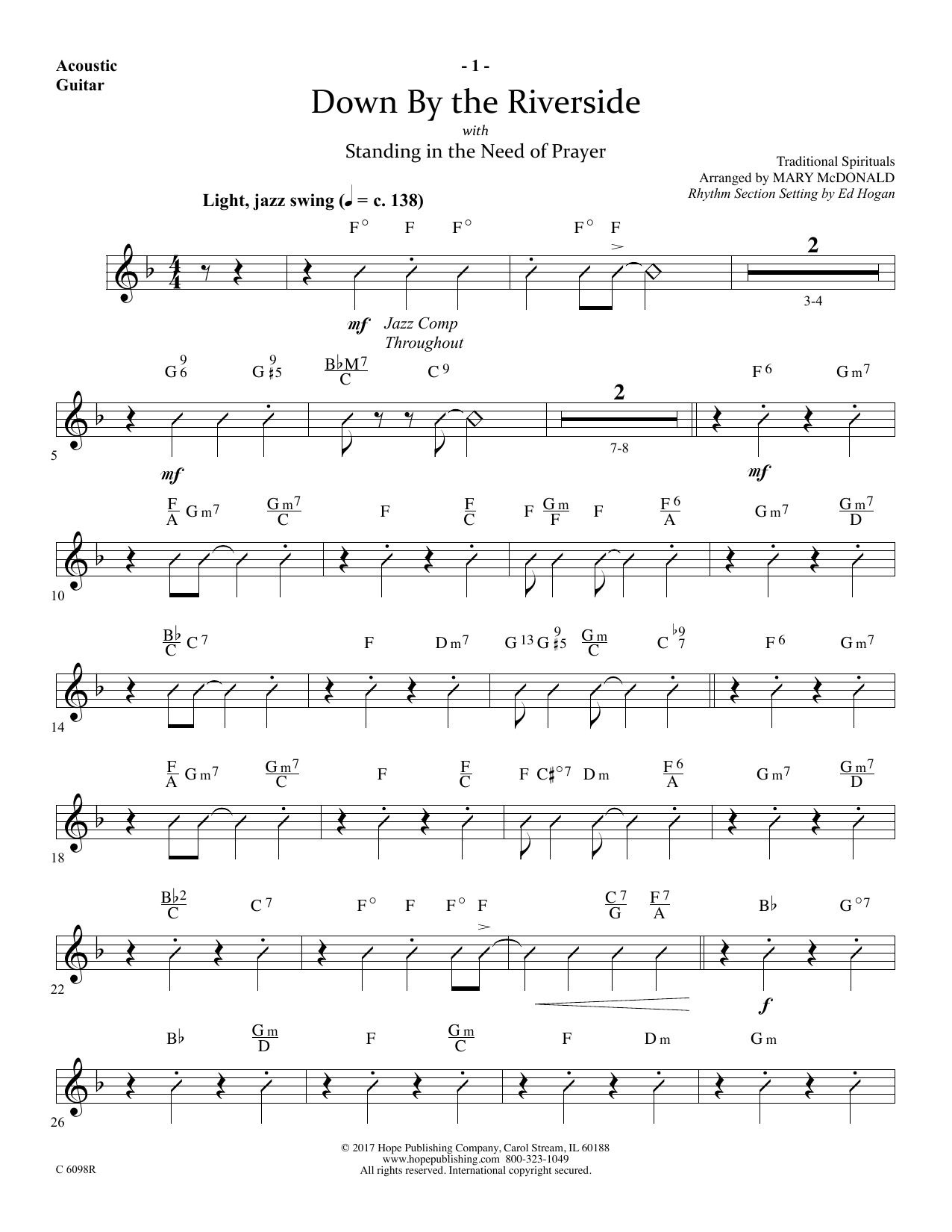 Ed Hogan Down by the Riverside - Guitar sheet music notes and chords arranged for Choir Instrumental Pak
