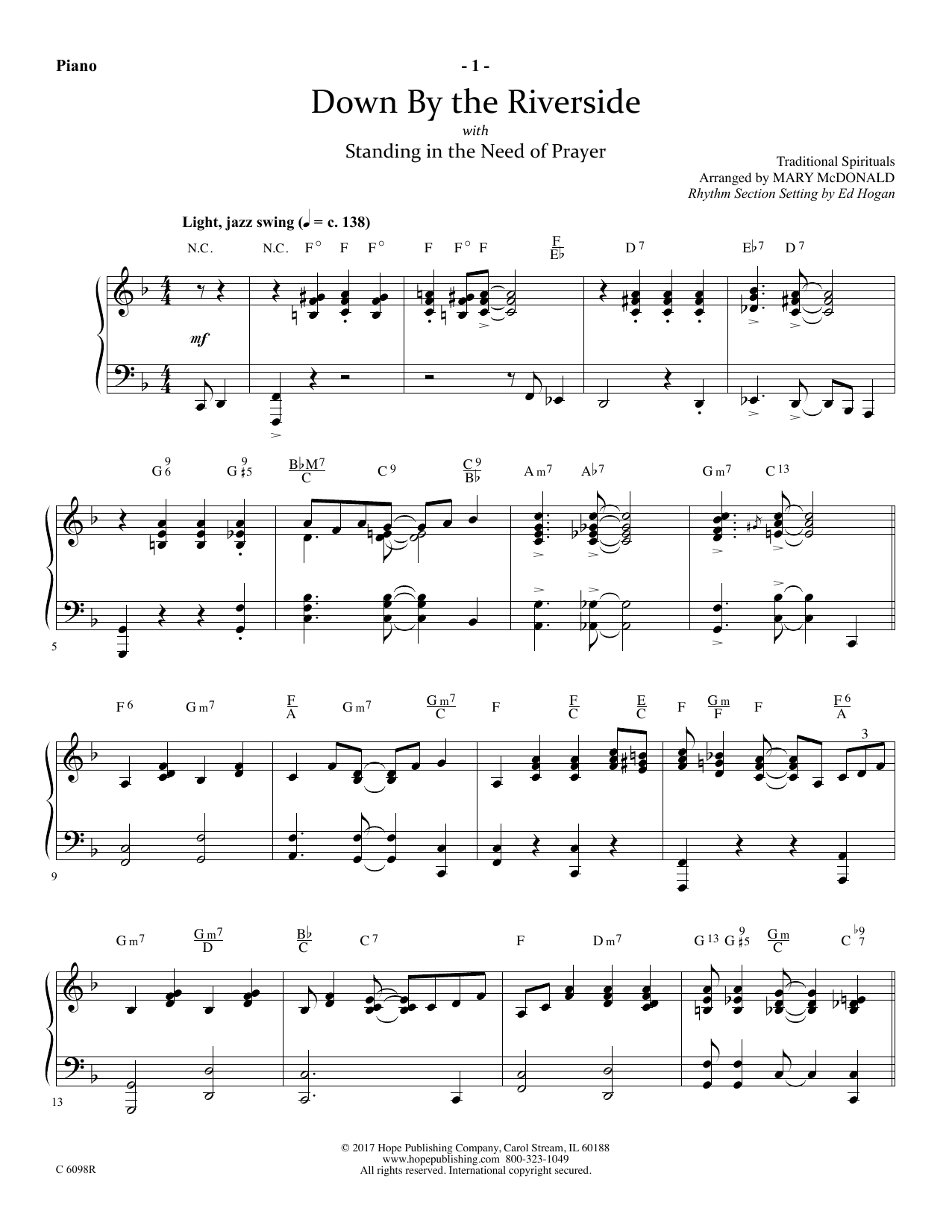 Ed Hogan Down by the Riverside - Piano sheet music notes and chords arranged for Choir Instrumental Pak