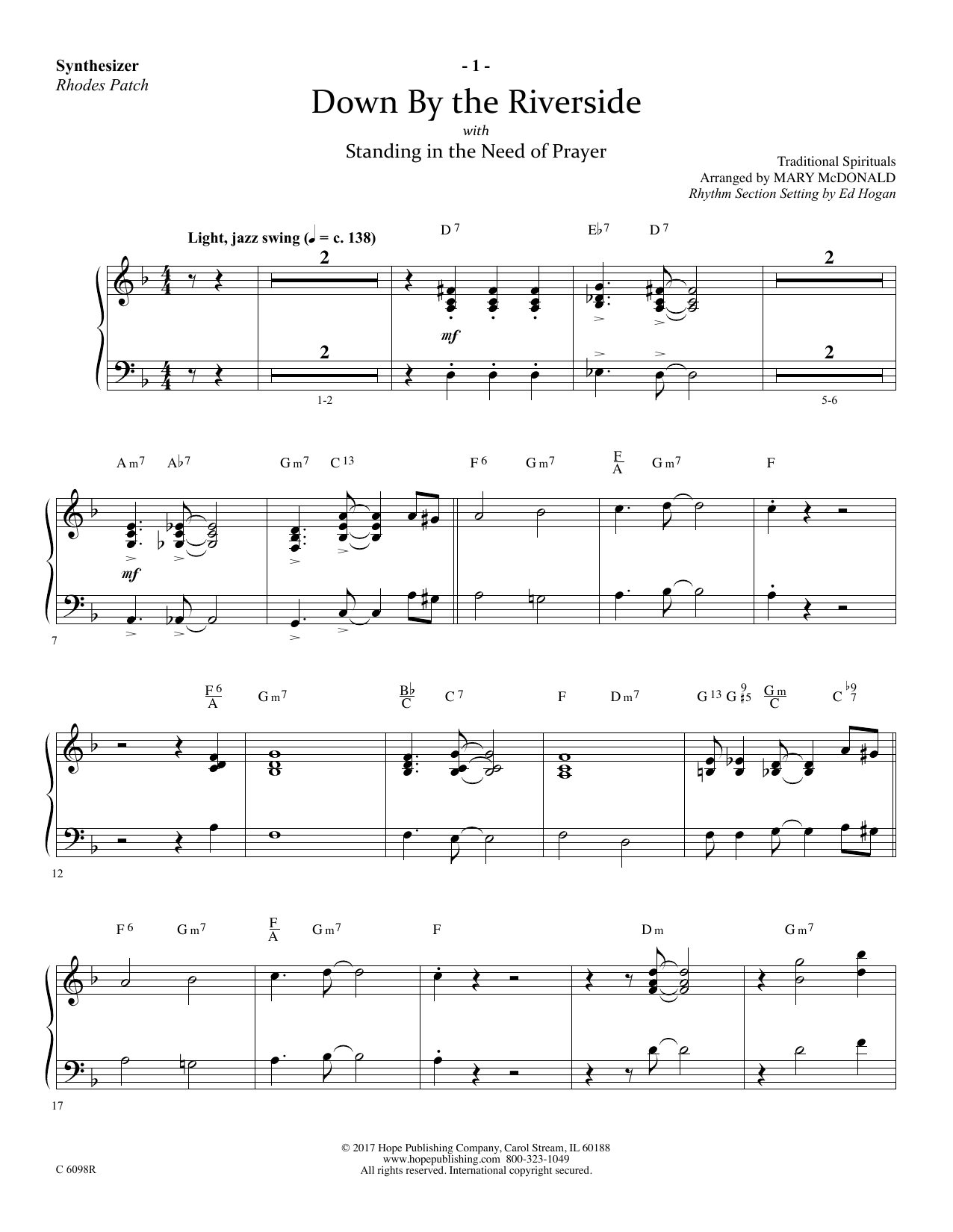 Ed Hogan Down by the Riverside - Synthesizer sheet music notes and chords arranged for Choir Instrumental Pak