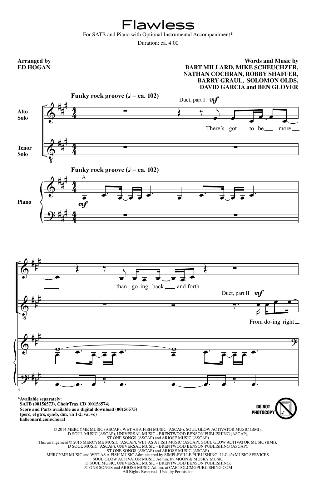Ed Hogan Flawless sheet music notes and chords arranged for SATB Choir