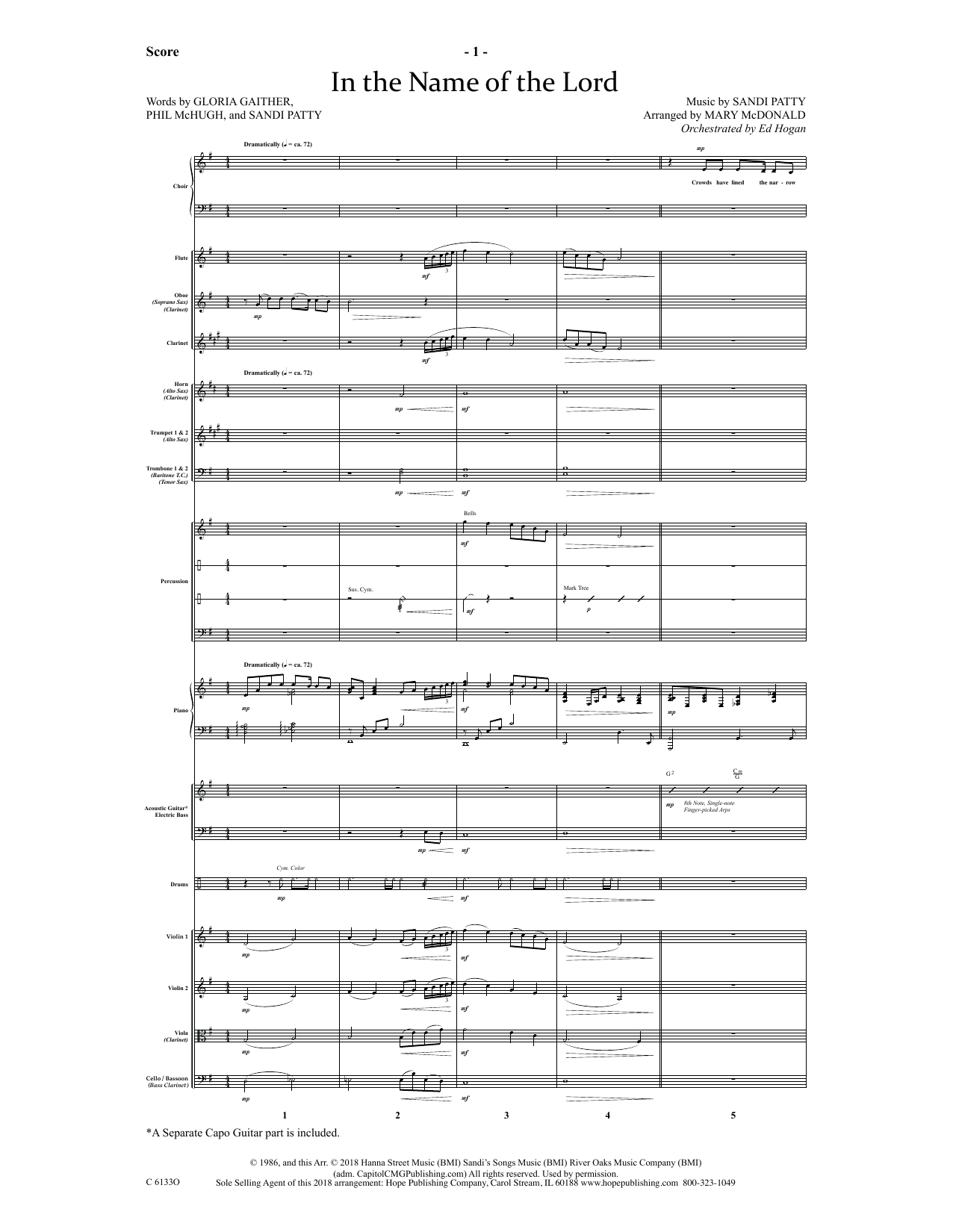 Ed Hogan In The Name Of The Lord - Full Score sheet music notes and chords arranged for Choir Instrumental Pak