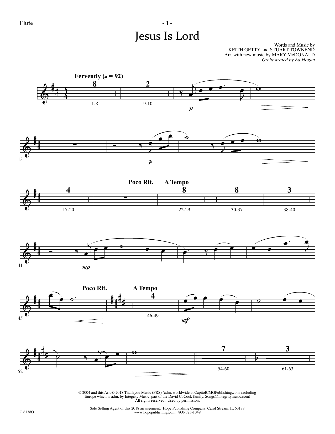 Ed Hogan Jesus Is Lord - Flute sheet music notes and chords arranged for Choir Instrumental Pak