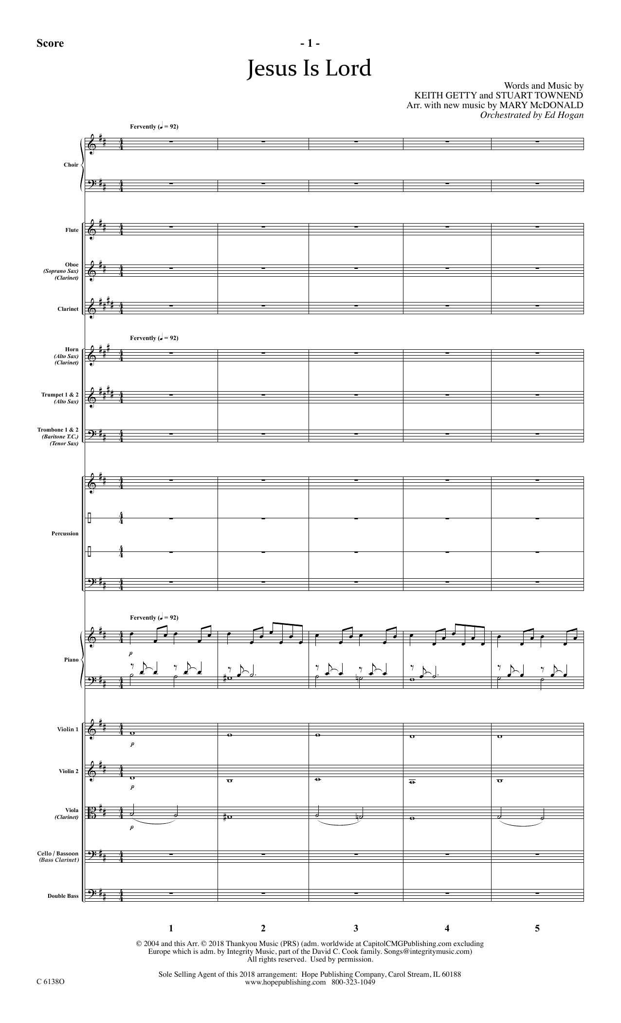 Ed Hogan Jesus Is Lord - Full Score sheet music notes and chords arranged for Choir Instrumental Pak