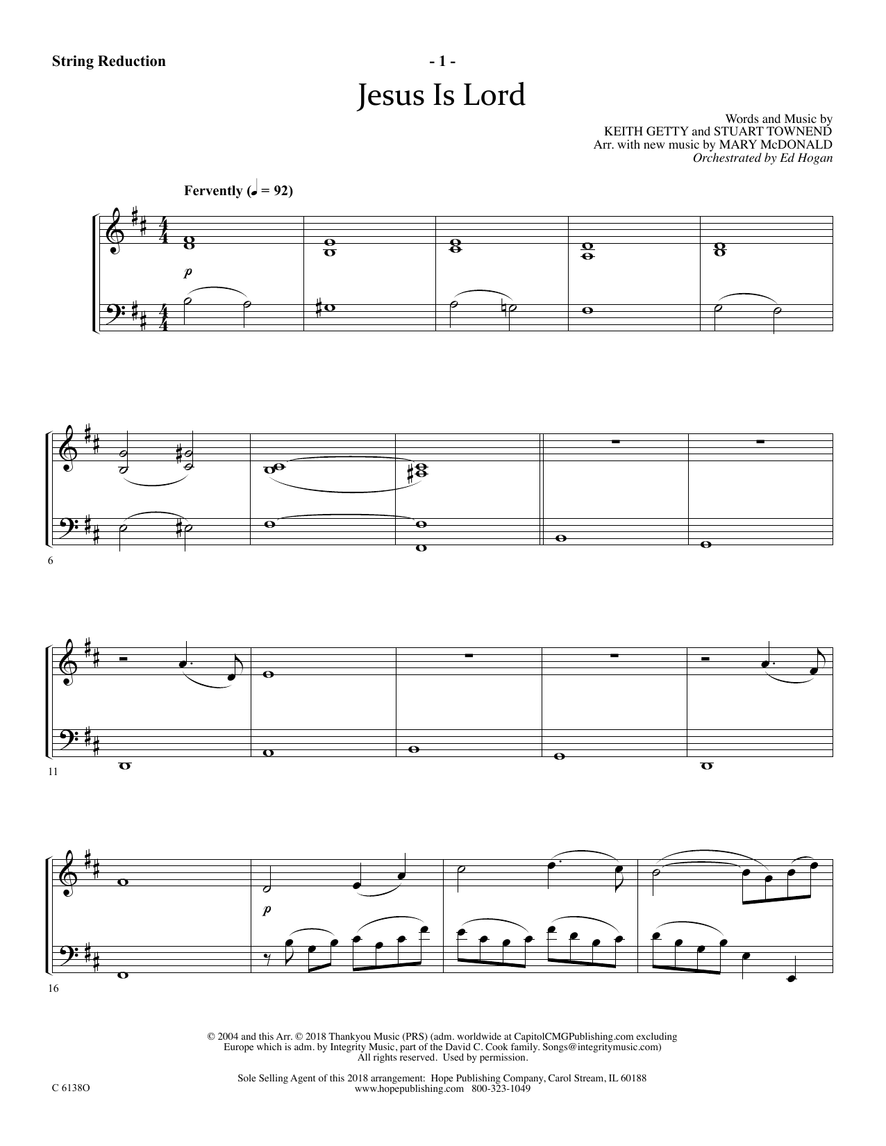Ed Hogan Jesus Is Lord - Keyboard String Reduction sheet music notes and chords arranged for Choir Instrumental Pak