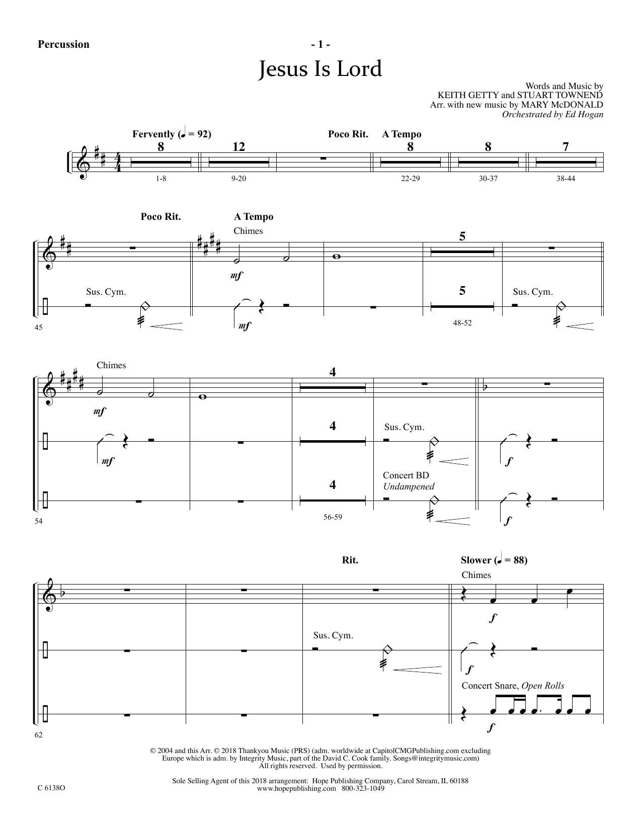Ed Hogan Jesus Is Lord - Percussion sheet music notes and chords arranged for Choir Instrumental Pak