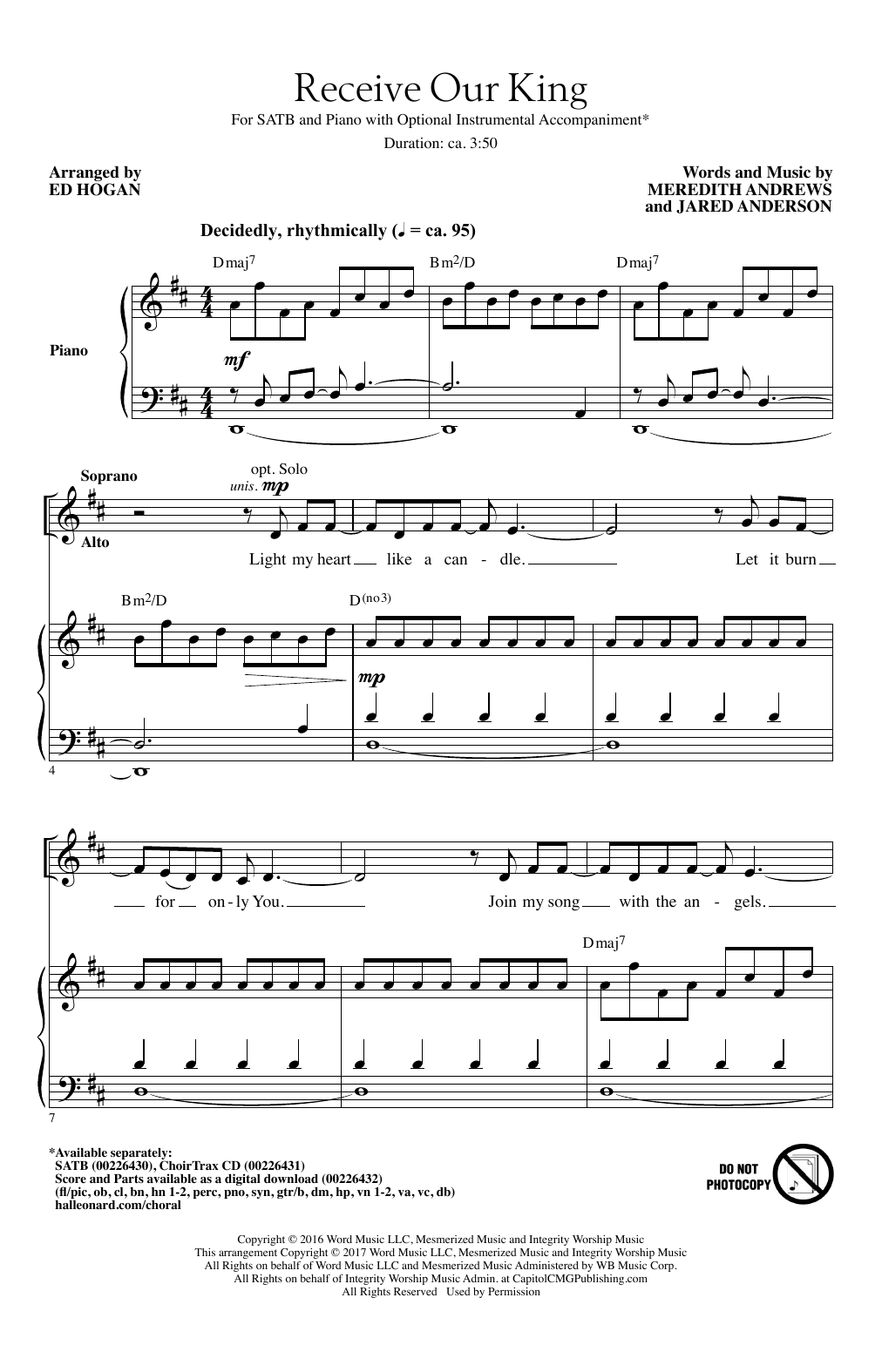 Ed Hogan Receive Our King sheet music notes and chords arranged for SATB Choir